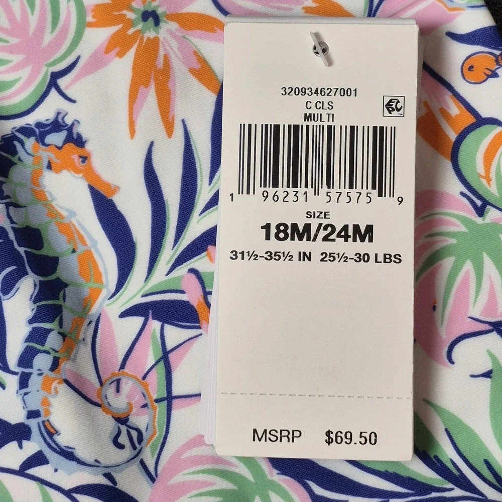 Ralph Lauren‎ Unisex 18-24M One Piece Rash Guard Swimsuit Tropical Zip Front NWT
